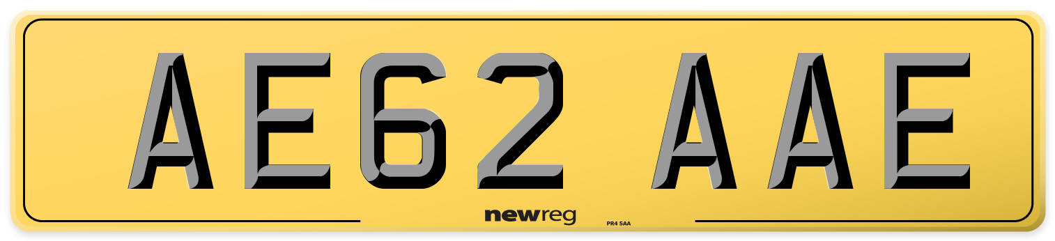 AE62 AAE Rear Number Plate