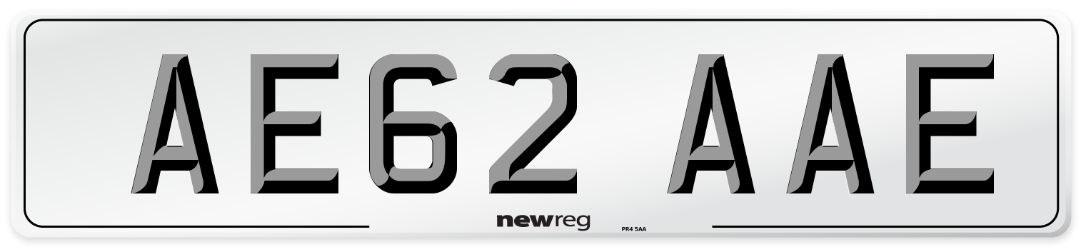 AE62 AAE Front Number Plate