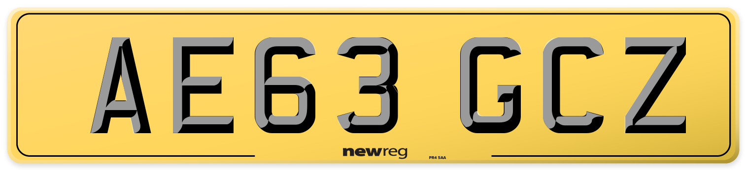 AE63 GCZ Rear Number Plate