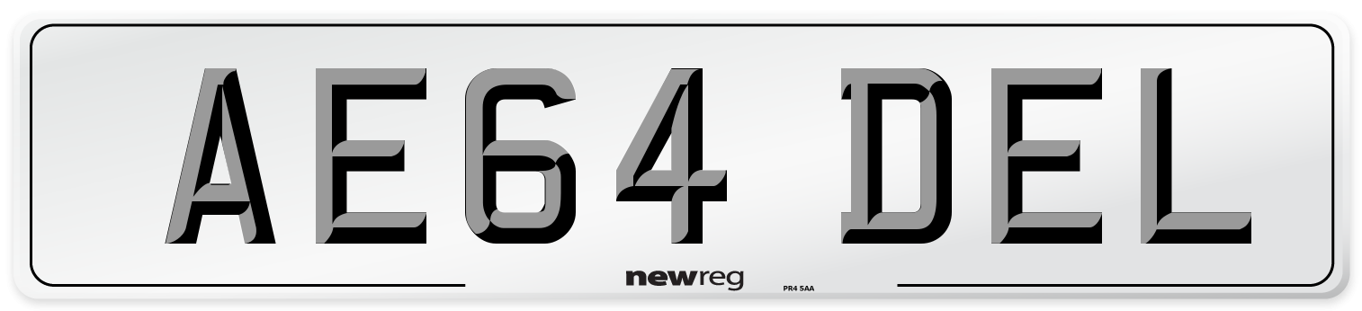 AE64 DEL Front Number Plate