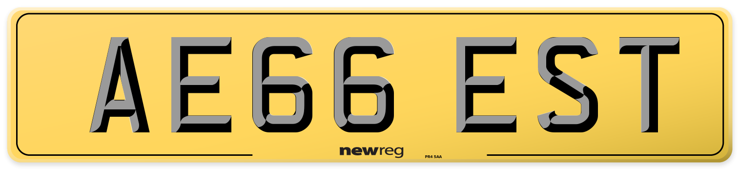 AE66 EST Rear Number Plate
