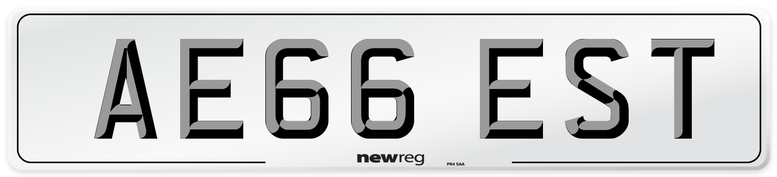 AE66 EST Front Number Plate