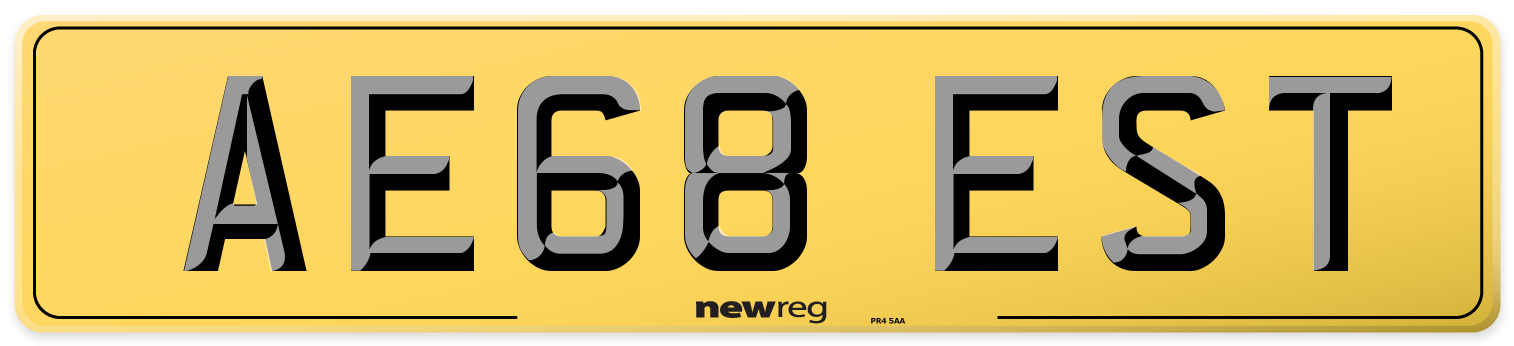 AE68 EST Rear Number Plate