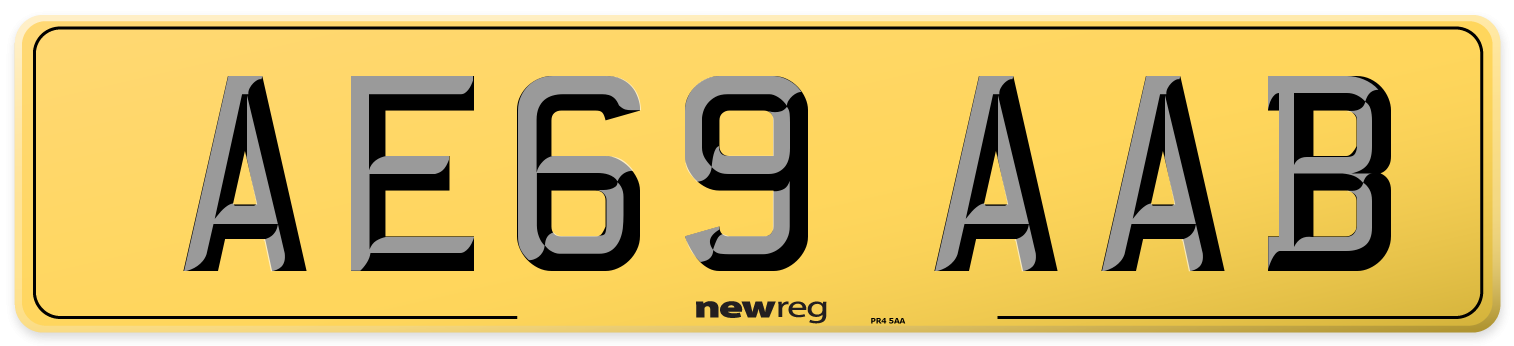 AE69 AAB Rear Number Plate