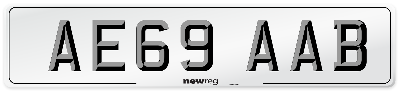 AE69 AAB Front Number Plate