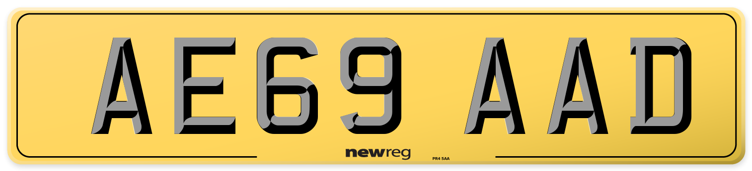 AE69 AAD Rear Number Plate