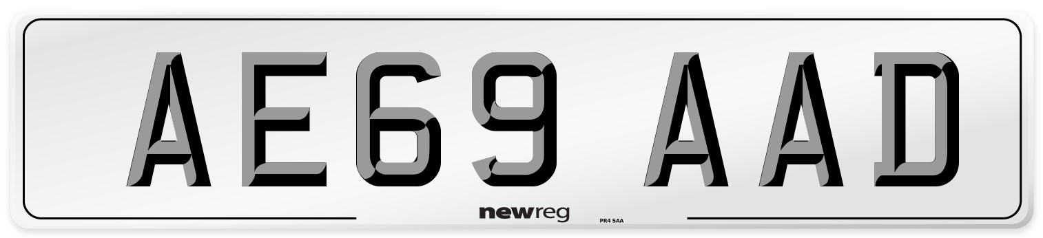AE69 AAD Front Number Plate