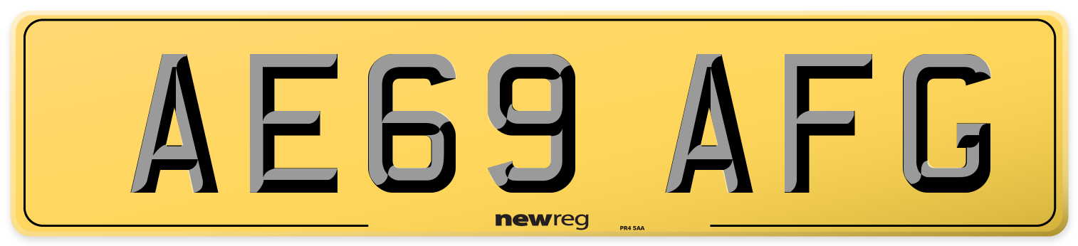 AE69 AFG Rear Number Plate