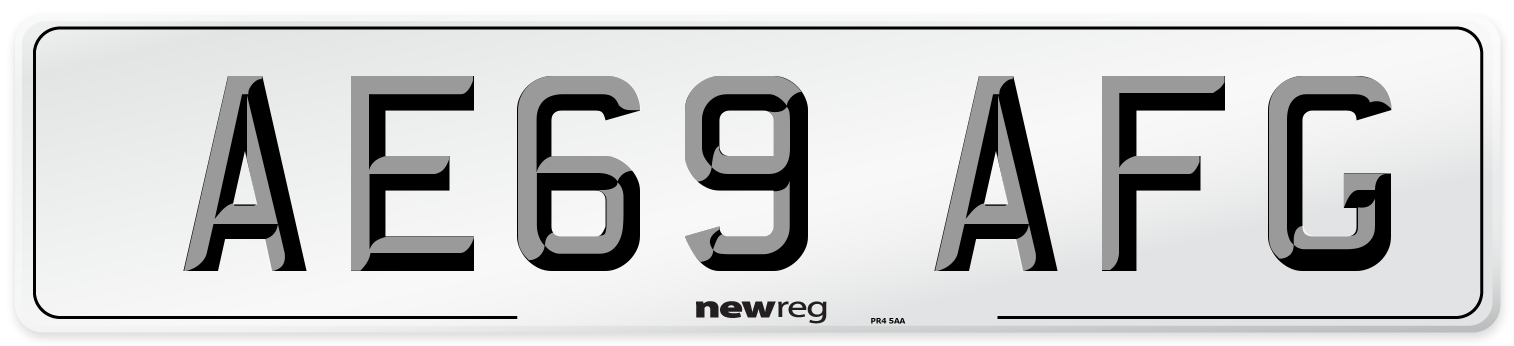 AE69 AFG Front Number Plate
