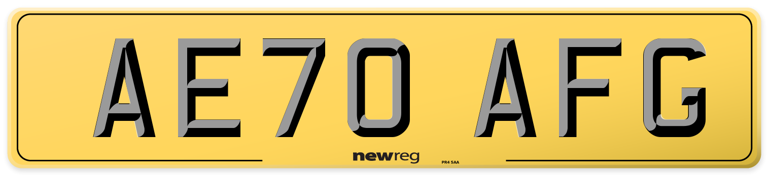 AE70 AFG Rear Number Plate