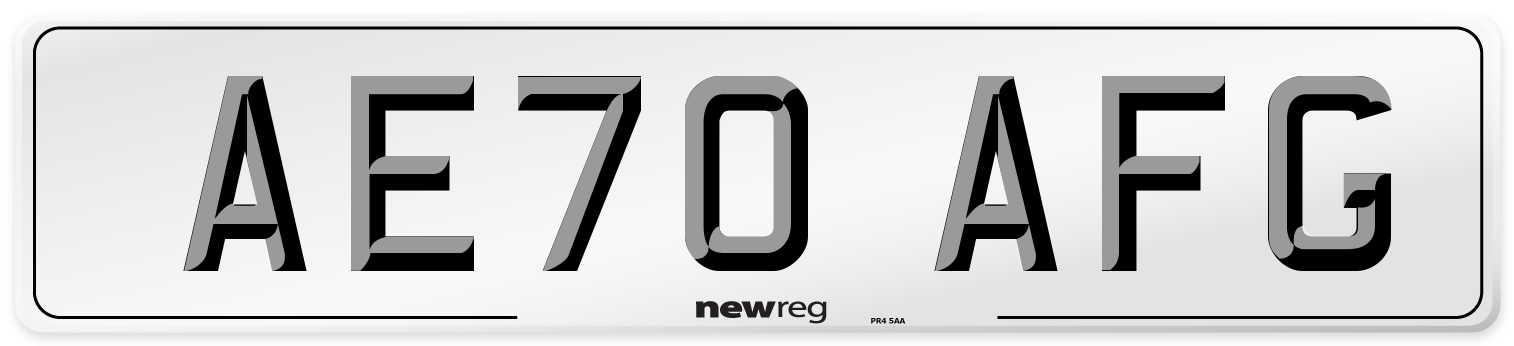 AE70 AFG Front Number Plate