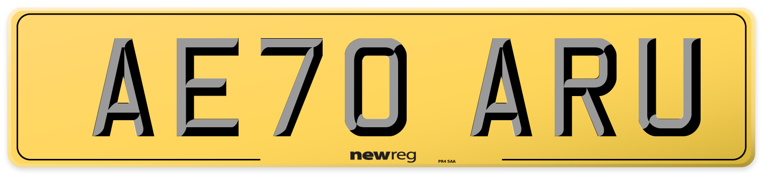 AE70 ARU Rear Number Plate