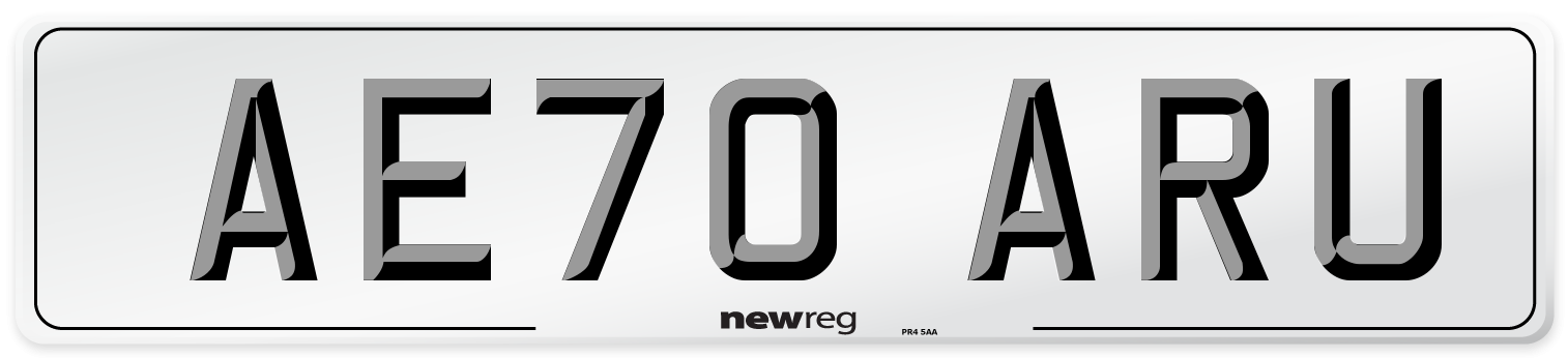 AE70 ARU Front Number Plate