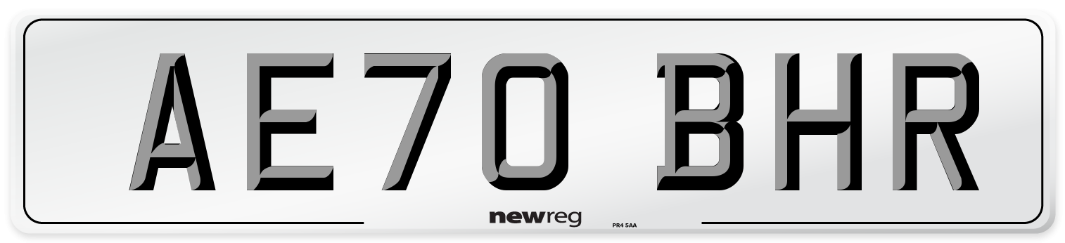 AE70 BHR Front Number Plate