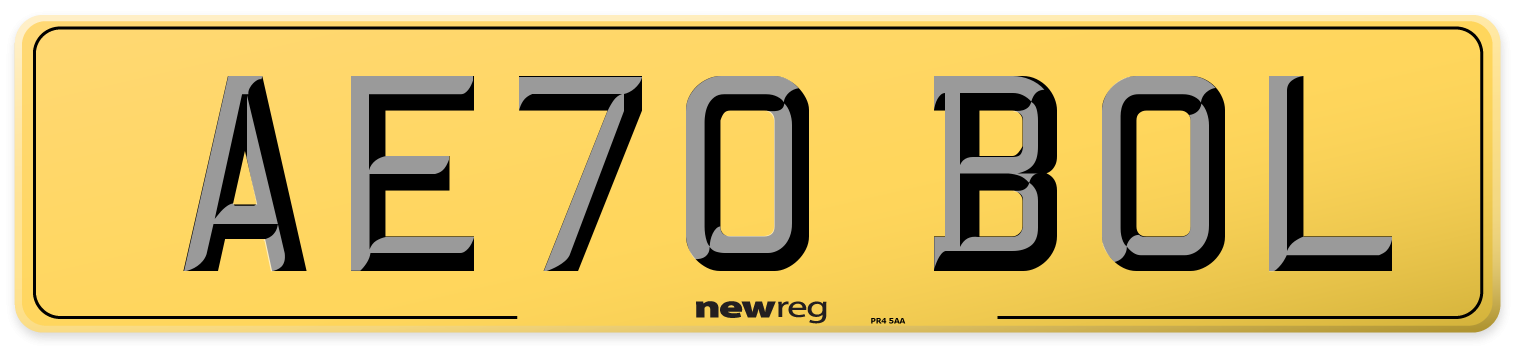 AE70 BOL Rear Number Plate