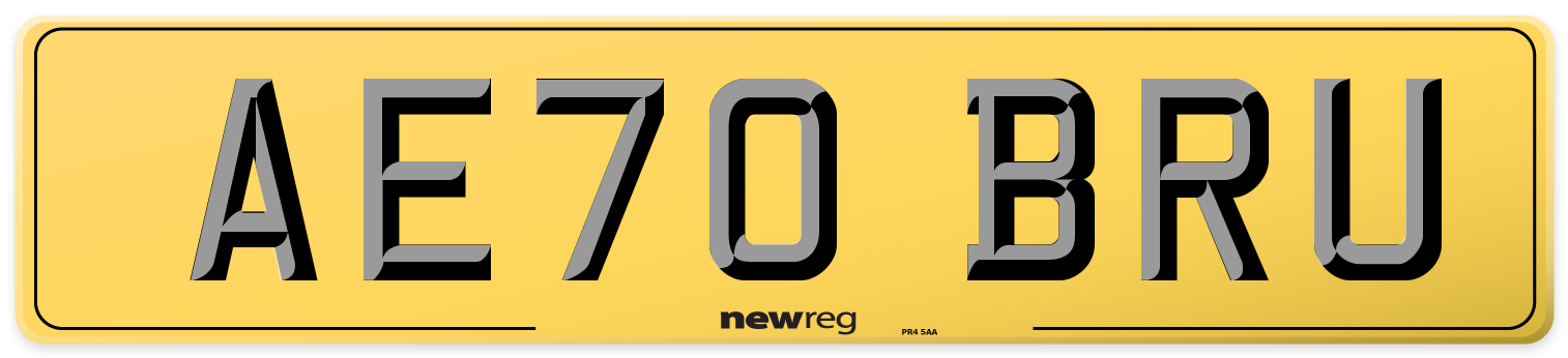 AE70 BRU Rear Number Plate