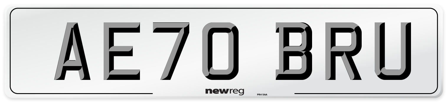 AE70 BRU Front Number Plate