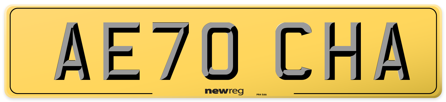 AE70 CHA Rear Number Plate