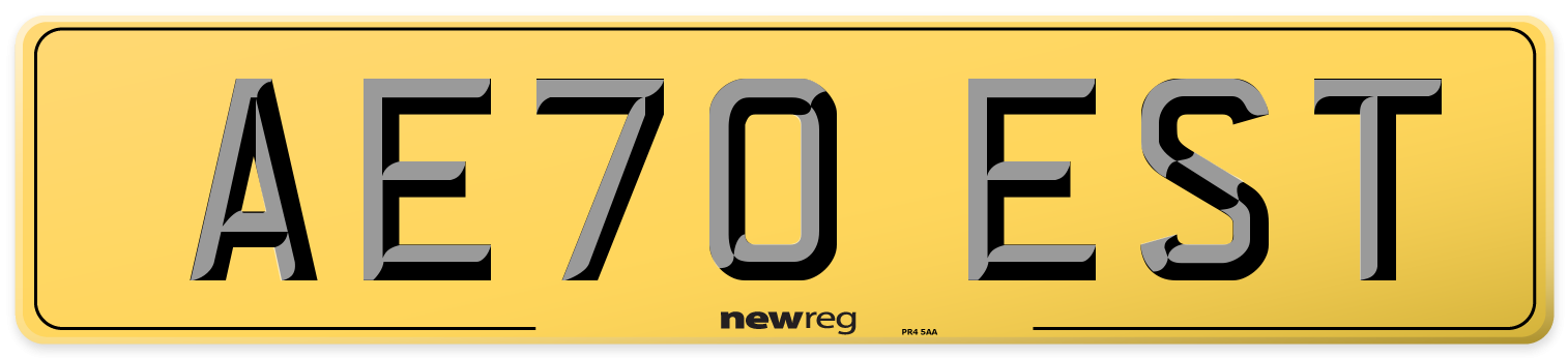 AE70 EST Rear Number Plate
