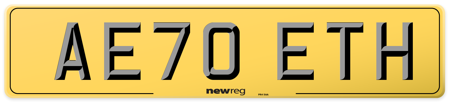 AE70 ETH Rear Number Plate