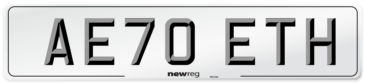 AE70 ETH Front Number Plate