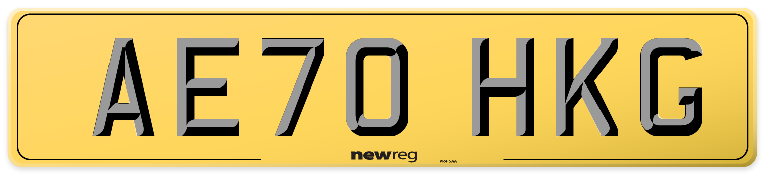 AE70 HKG Rear Number Plate