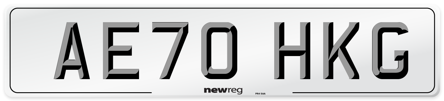 AE70 HKG Front Number Plate
