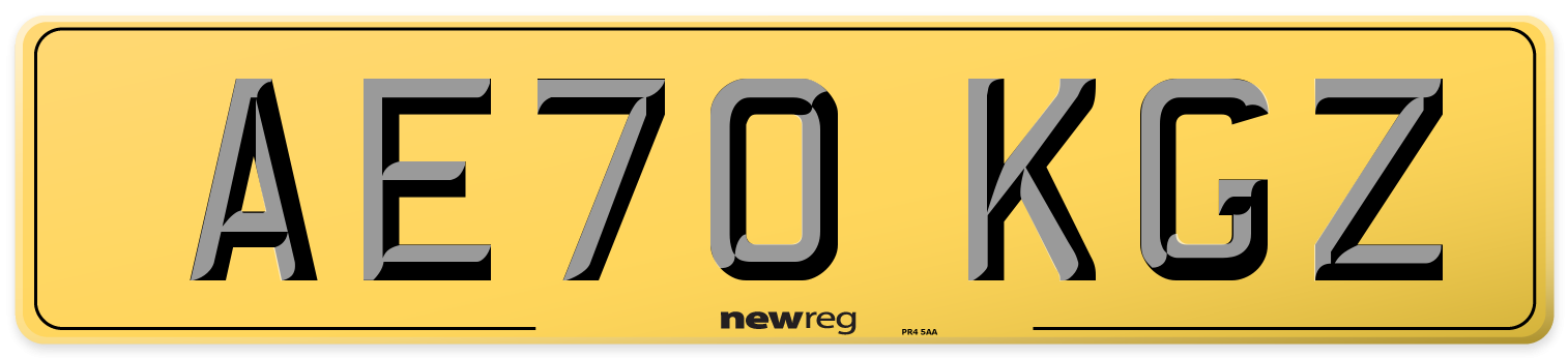 AE70 KGZ Rear Number Plate