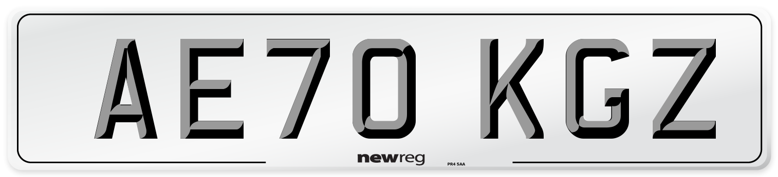 AE70 KGZ Front Number Plate