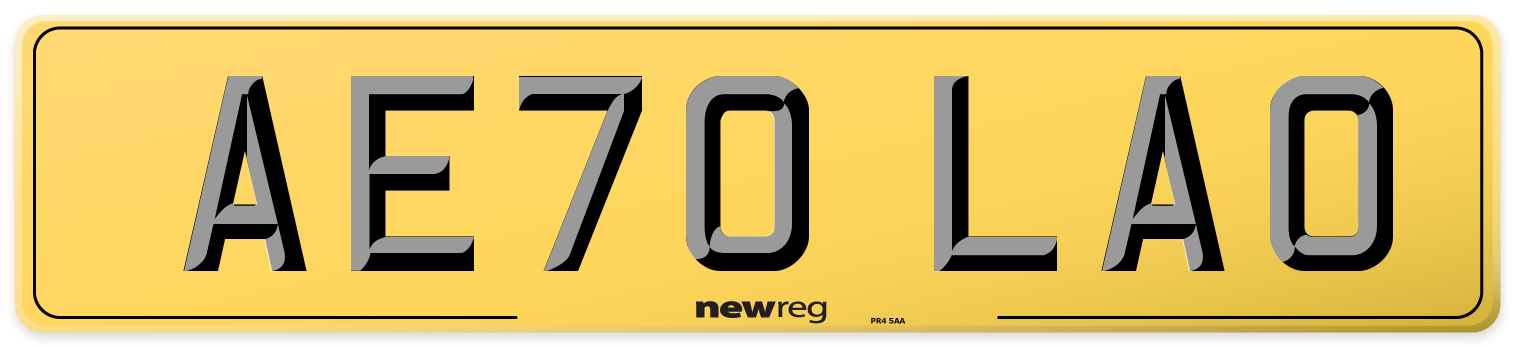 AE70 LAO Rear Number Plate