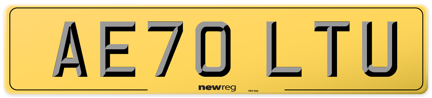 AE70 LTU Rear Number Plate