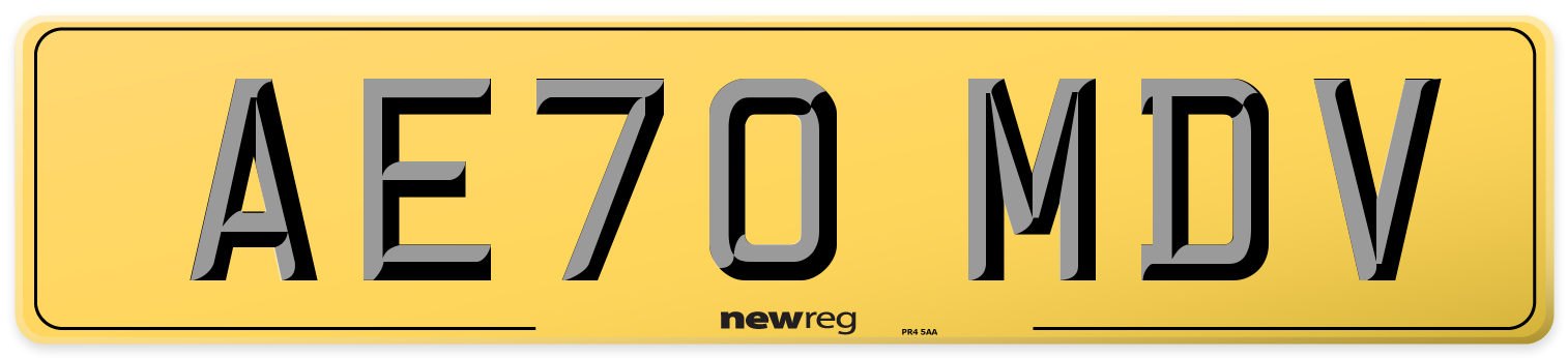 AE70 MDV Rear Number Plate