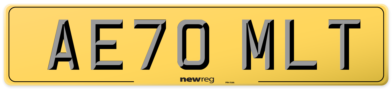 AE70 MLT Rear Number Plate