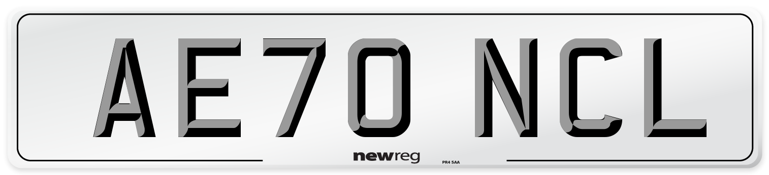 AE70 NCL Front Number Plate