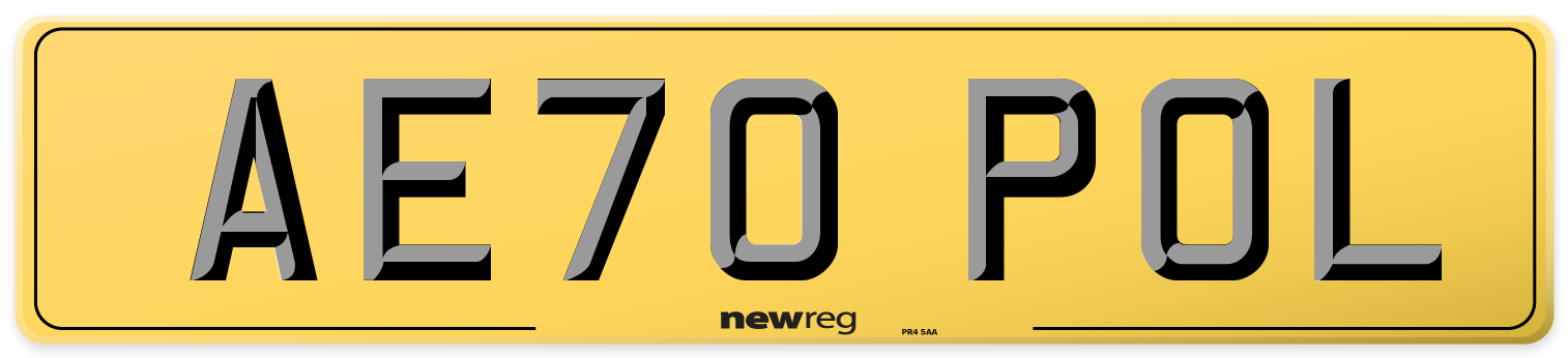 AE70 POL Rear Number Plate