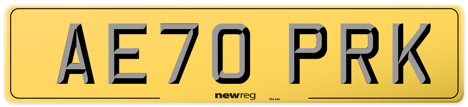 AE70 PRK Rear Number Plate