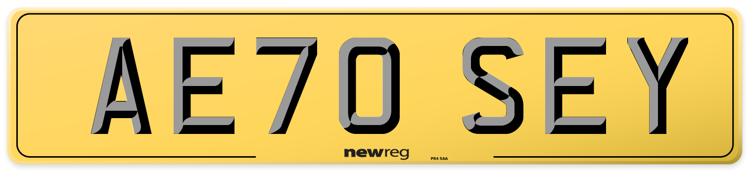 AE70 SEY Rear Number Plate