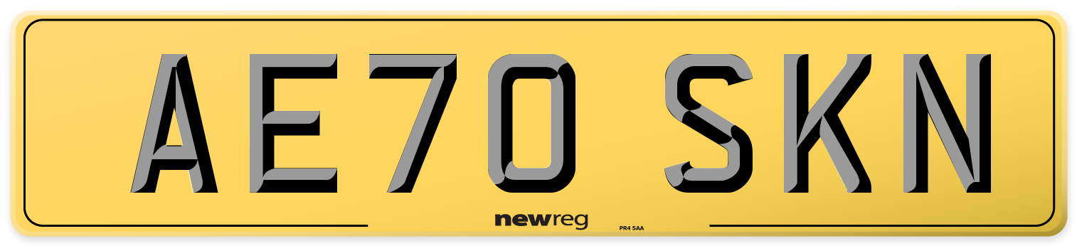 AE70 SKN Rear Number Plate