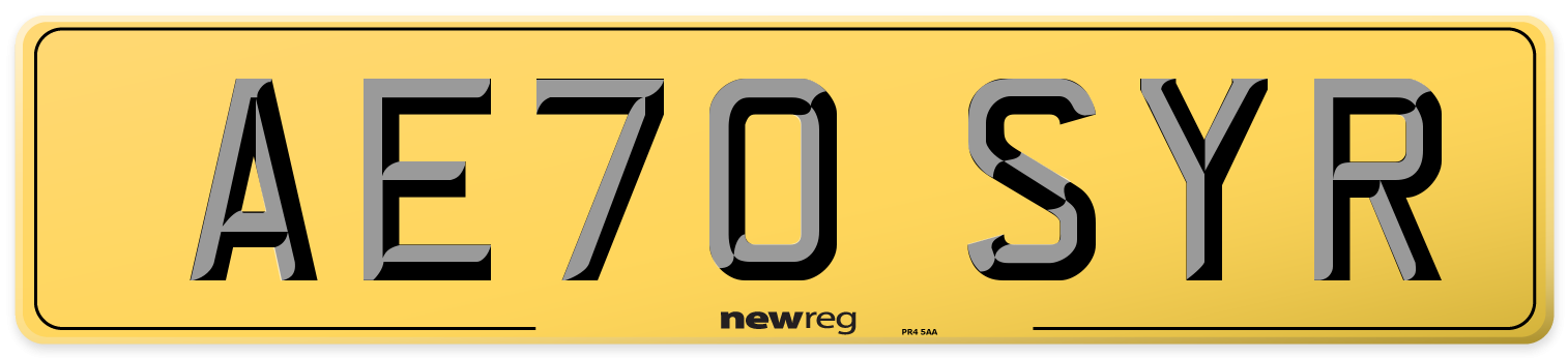AE70 SYR Rear Number Plate