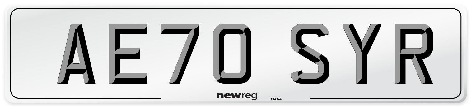 AE70 SYR Front Number Plate
