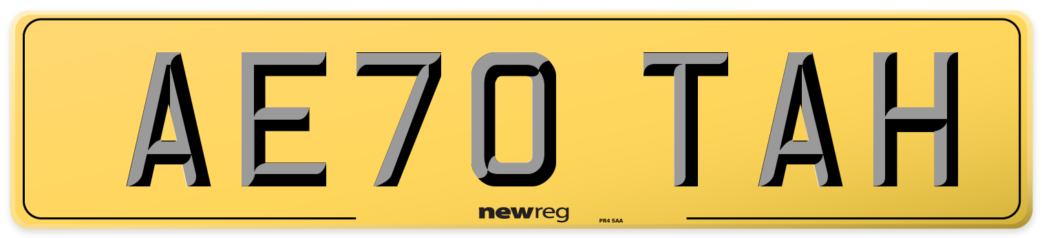 AE70 TAH Rear Number Plate