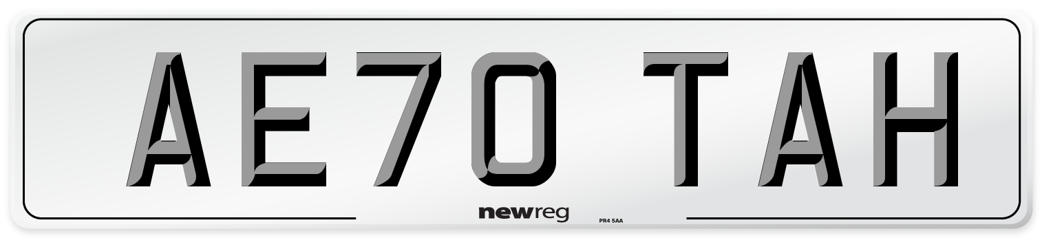 AE70 TAH Front Number Plate