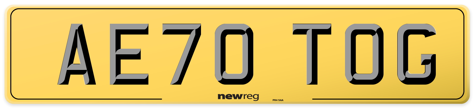 AE70 TOG Rear Number Plate