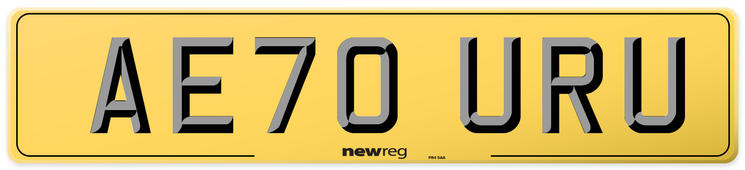 AE70 URU Rear Number Plate
