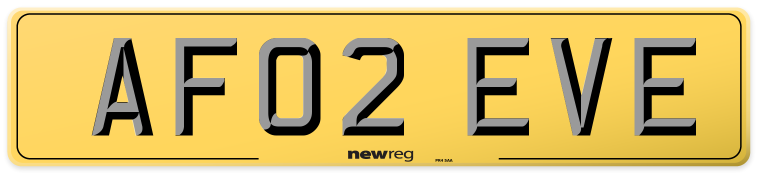 AF02 EVE Rear Number Plate