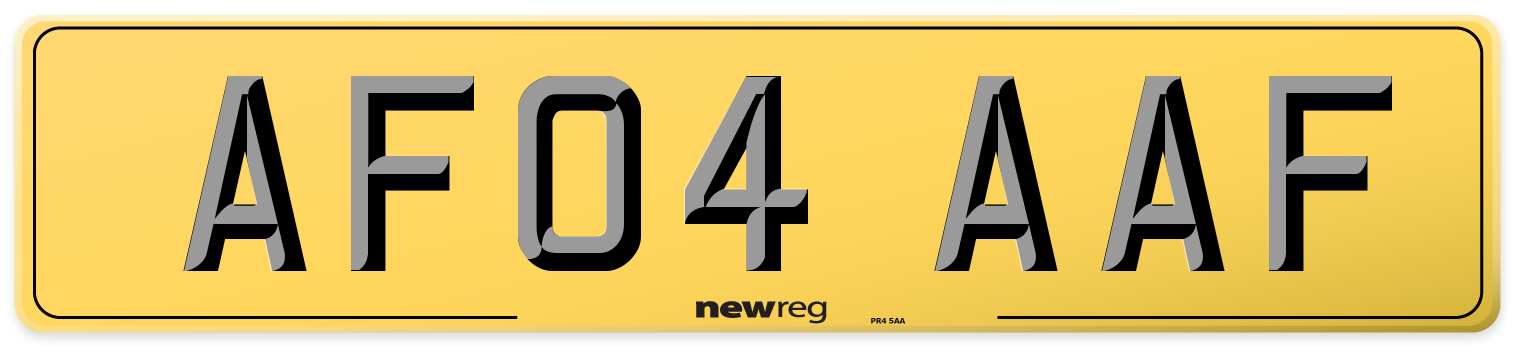 AF04 AAF Rear Number Plate