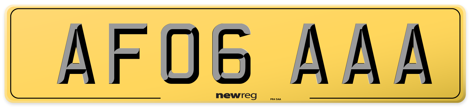 AF06 AAA Rear Number Plate