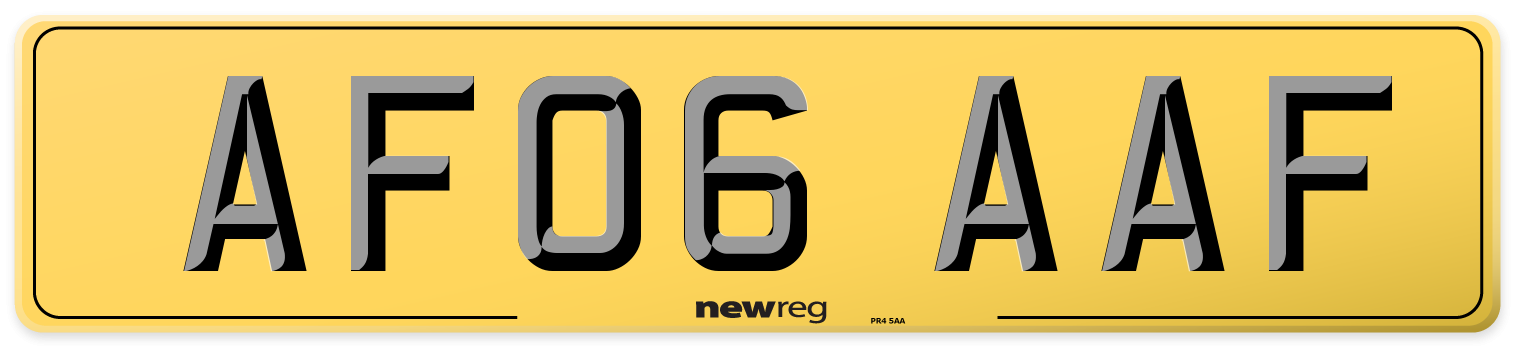 AF06 AAF Rear Number Plate