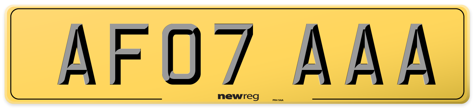 AF07 AAA Rear Number Plate
