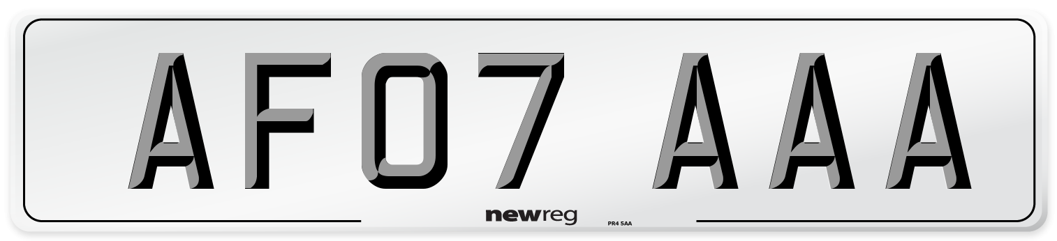 AF07 AAA Front Number Plate